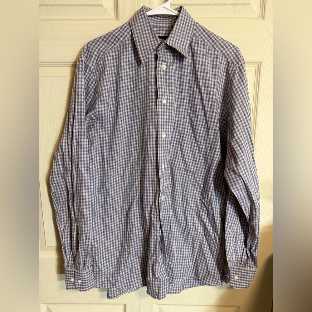 Boss Hugo Boss Men's size medium long sleeve button down Checkered Shirt
